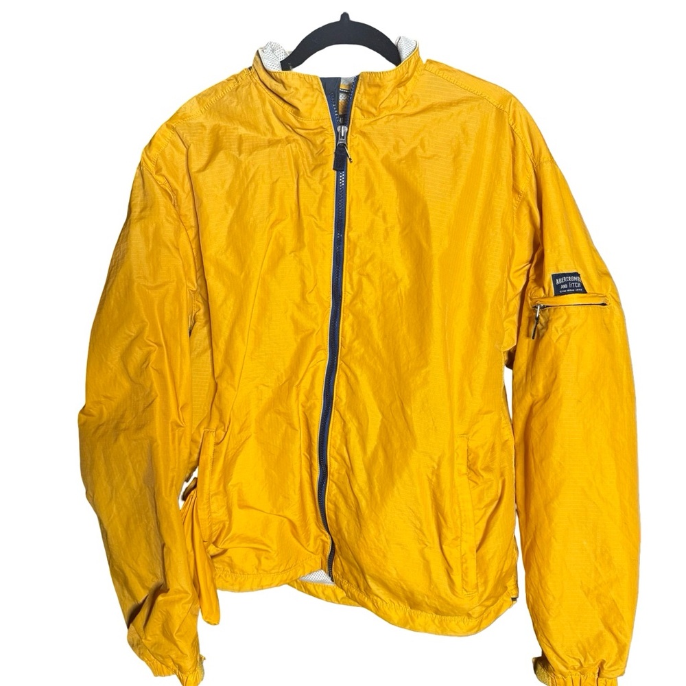Abercrombie & Fitch Yellow Nylon Jacket with Navy Label